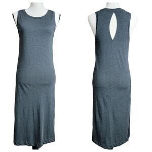 Lolë sleeveless casual tank long maxi dress with side slits dark gray XS | FLAW